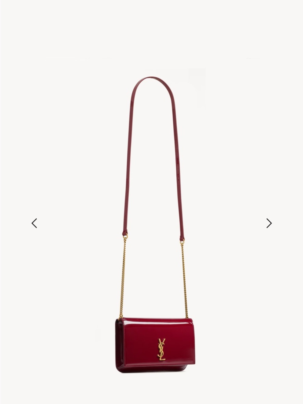 SAINT LAURENT CASSANDRE PHONE HOLDER IN PATENT LEATHER
GRENADE